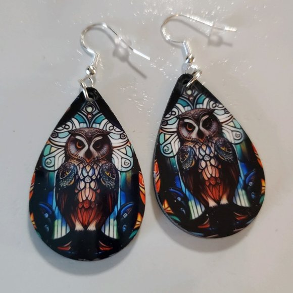 Owl Teardrop Earrings - Picture 1 of 5